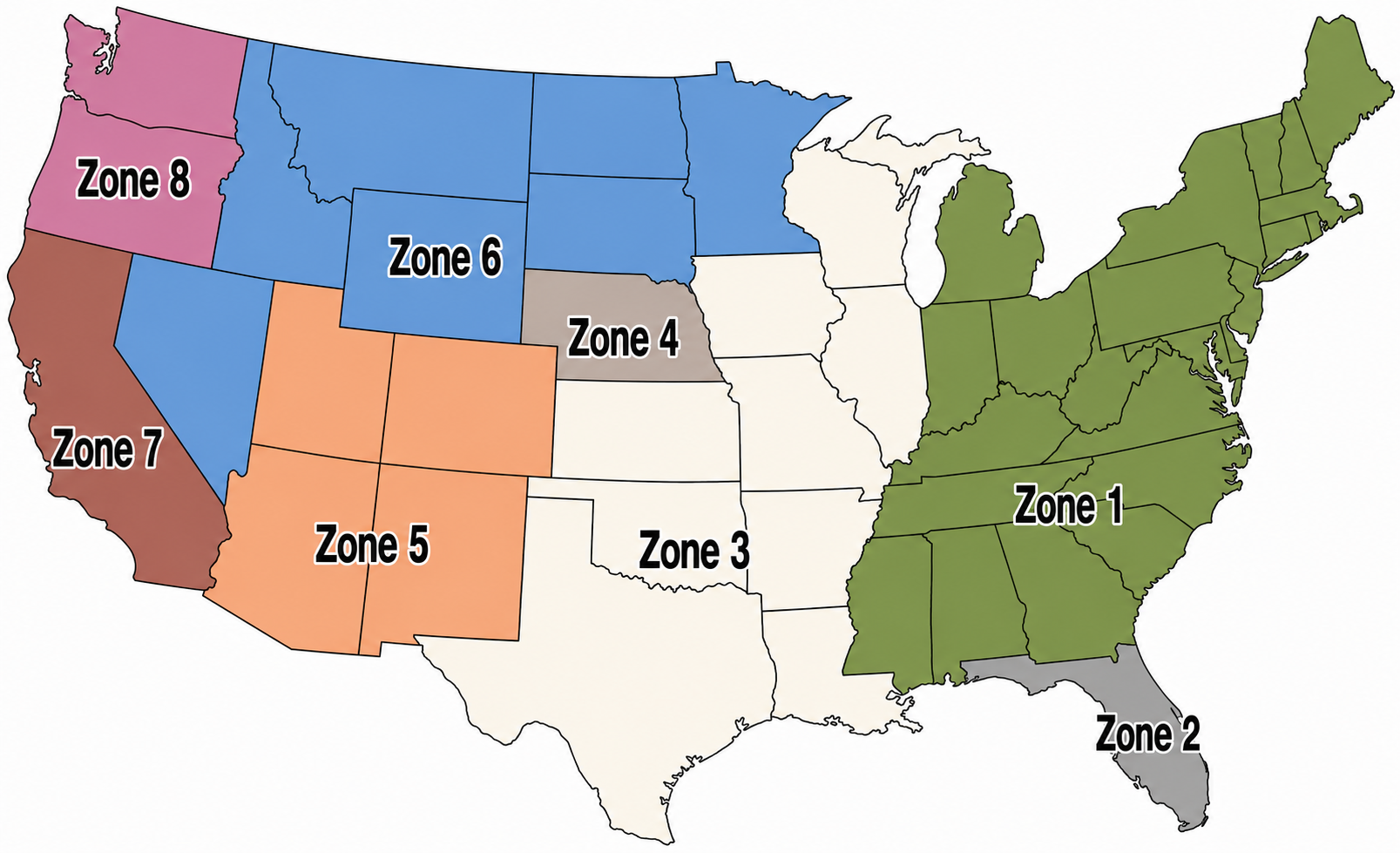 Titan Trains Store shipping zones map